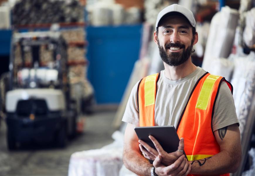 connected-warehouse-worker-smiling-tablet