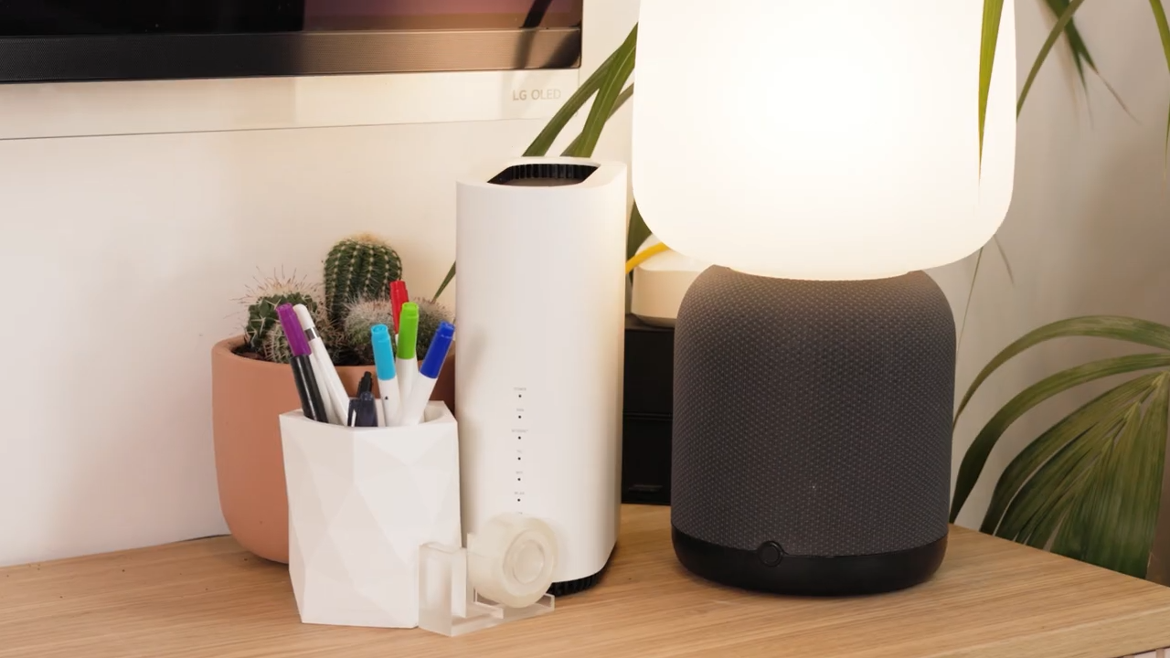 A Wi-Fi router crowded by sources of interference. 