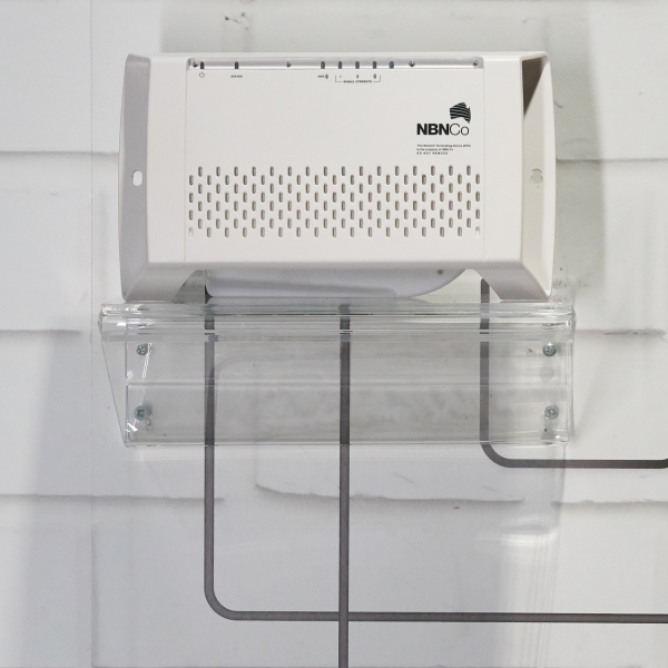 nbn Fixed Wireless network device connected to an external antenna, used to deliver broadband services via radio signals.