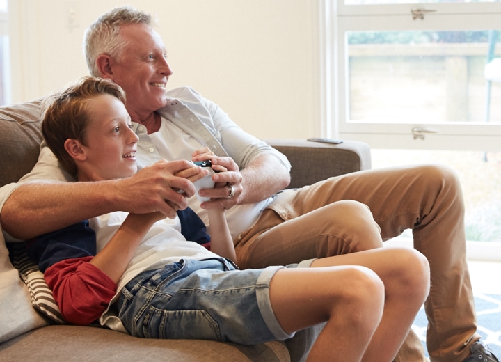 Father and son gaming