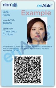 Image of an example nbn Enable digital identification card